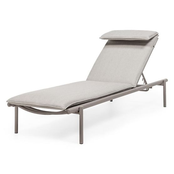 Chaise longue de jardin Amarello réglable, aluminium, beige clair/beige-gris