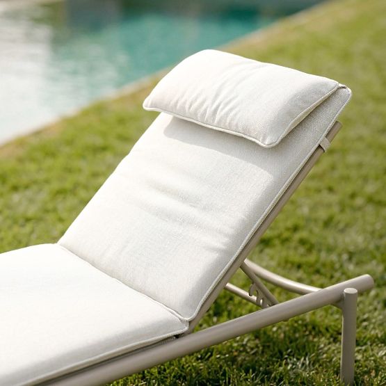 Chaise longue de jardin Amarello réglable, aluminium, beige clair/beige-gris