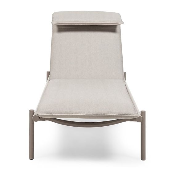 Chaise longue de jardin Amarello réglable, aluminium, beige clair/beige-gris