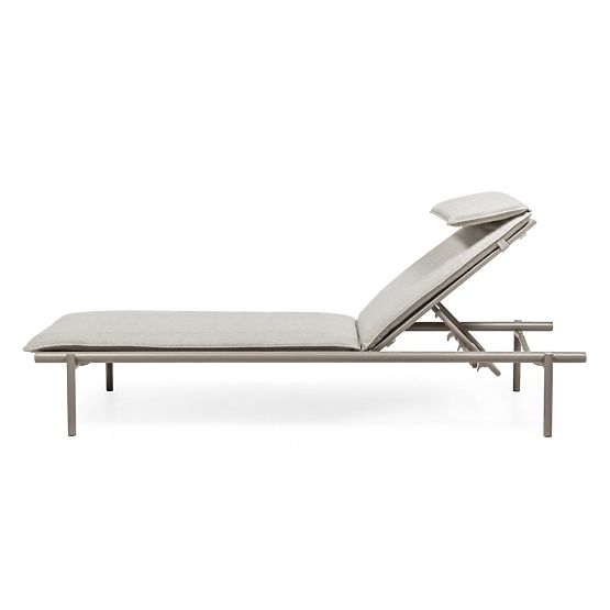 Chaise longue de jardin Amarello réglable, aluminium, beige clair/beige-gris