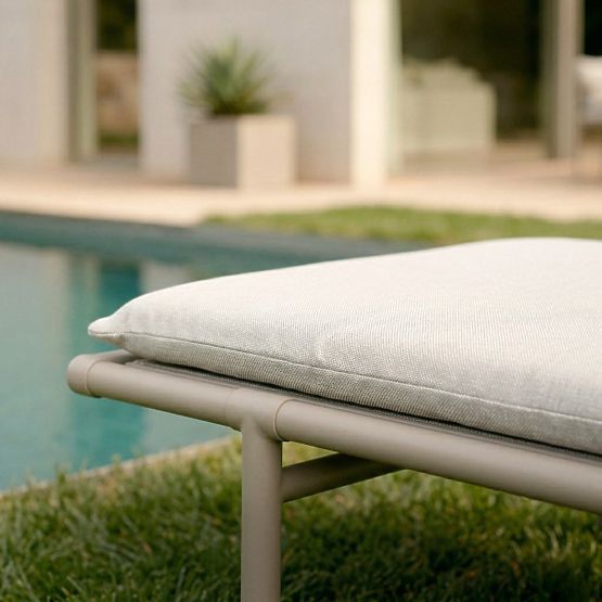 Chaise longue de jardin Amarello réglable, aluminium, beige clair/beige-gris