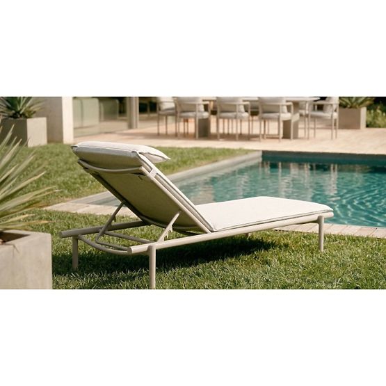 Chaise longue de jardin Amarello réglable, aluminium, beige clair/beige-gris