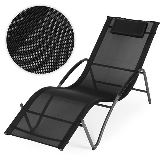 Chaise longue de jardin avec appui-tête structure en acier noire MultiGarden