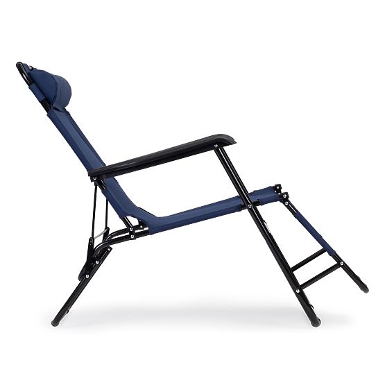 Chaise longue de jardin avec appui-tête structure pliable bleue
