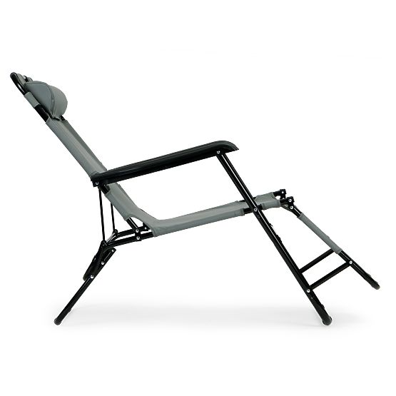Chaise longue de jardin avec appui-tête, structure pliable grise MultiGarden