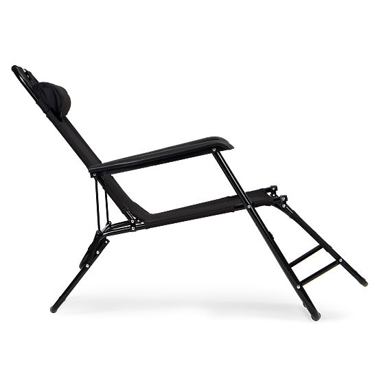 Chaise longue de jardin avec appui-tête structure pliable noire
