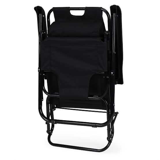 Chaise longue de jardin avec appui-tête structure pliable noire