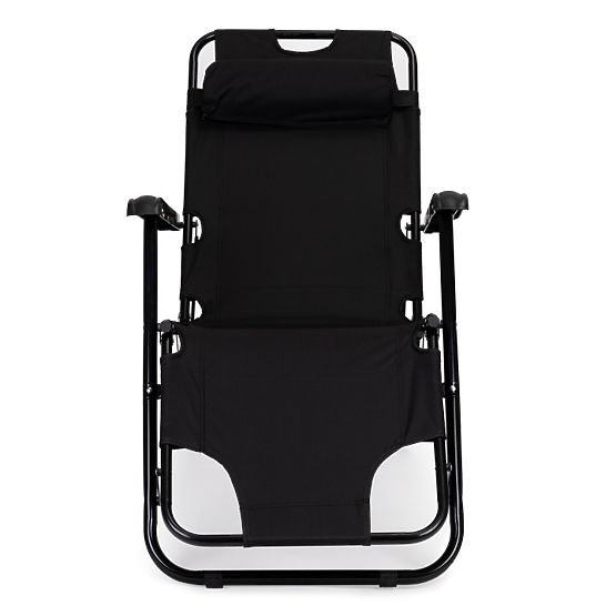 Chaise longue de jardin avec appui-tête structure pliable noire