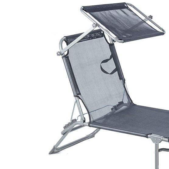 Chaise longue de jardin avec auvent réglable gris