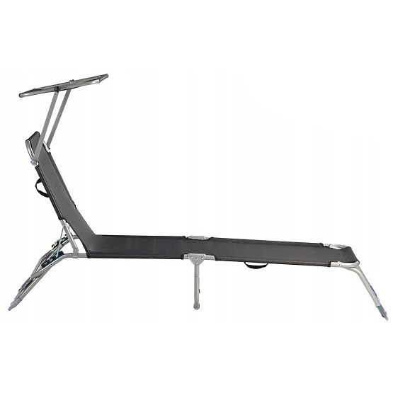 Chaise longue de jardin avec auvent réglable noir