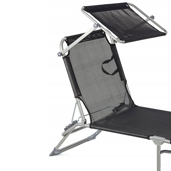Chaise longue de jardin avec auvent réglable noir