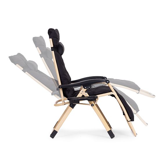 Chaise longue de jardin avec coussin et dossier réglable noir cadre doré MultiGarden