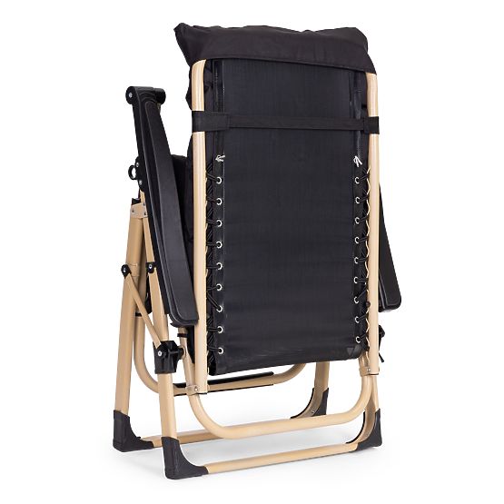 Chaise longue de jardin avec coussin et dossier réglable noir cadre doré MultiGarden