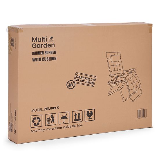 Chaise longue de jardin avec coussin et dossier réglable noir cadre doré MultiGarden