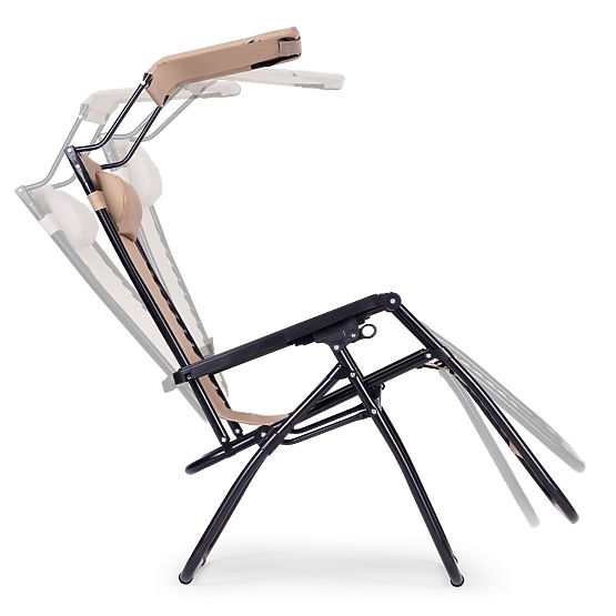 Chaise longue de jardin avec dossier réglable et auvent mobile Modernhome - beige