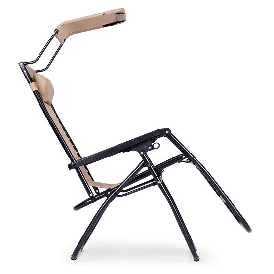 Chaise longue de jardin avec dossier réglable et auvent mobile Modernhome - beige