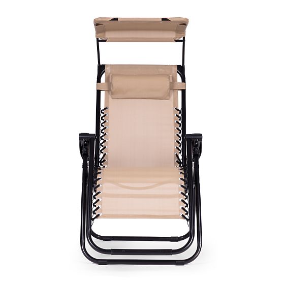 Chaise longue de jardin avec dossier réglable et auvent mobile Modernhome - beige