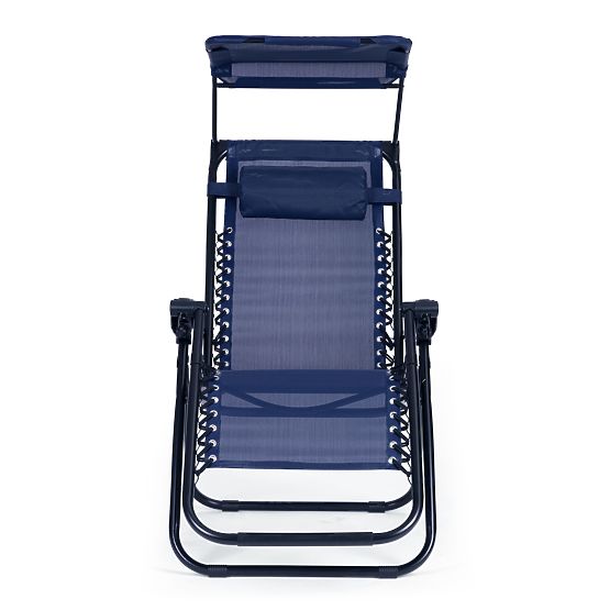 Chaise longue de jardin avec dossier réglable et auvent mobile Modernhome - bleu
