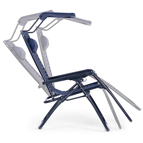 Chaise longue de jardin avec dossier réglable et auvent mobile Modernhome - bleu