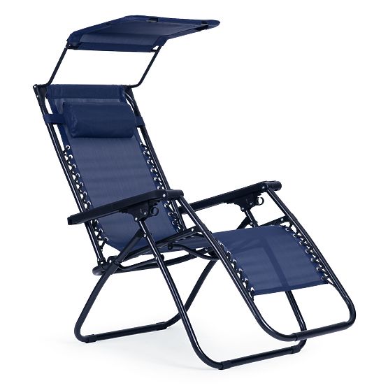 Chaise longue de jardin avec dossier réglable et auvent mobile Modernhome - bleu