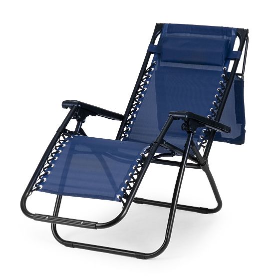 Chaise longue de jardin avec dossier réglable et auvent mobile Modernhome - bleu