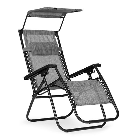 Chaise longue de jardin avec dossier réglable et auvent mobile Modernhome - gris