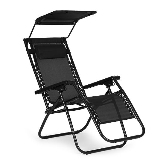 Chaise longue de jardin avec dossier réglable et auvent mobile Modernhome - noir