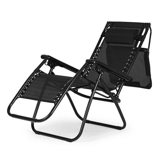 Chaise longue de jardin avec dossier réglable et auvent mobile Modernhome - noir