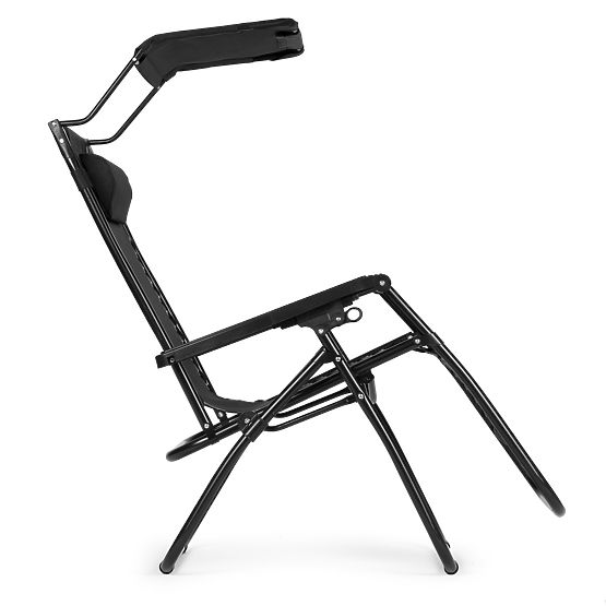 Chaise longue de jardin avec dossier réglable et auvent mobile Modernhome - noir