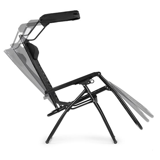 Chaise longue de jardin avec dossier réglable et auvent mobile Modernhome - noir