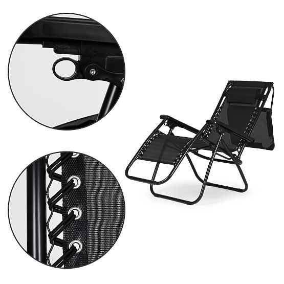 Chaise longue de jardin avec dossier réglable et auvent mobile Modernhome - noir