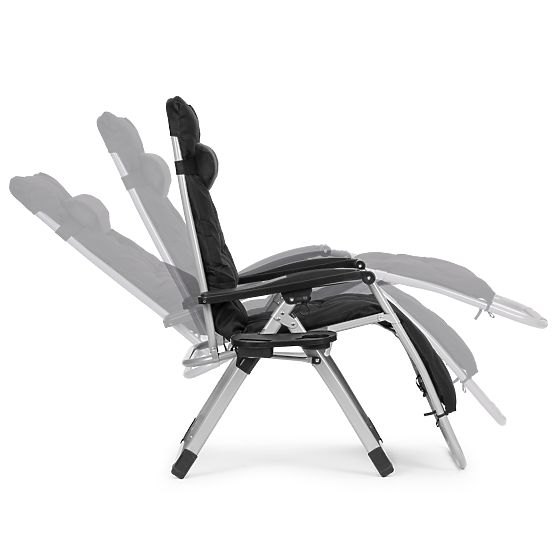 Chaise longue de jardin avec dossier réglable et coussin + appui-tête noir MultiGarden