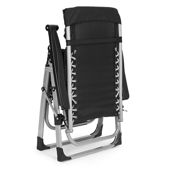 Chaise longue de jardin avec dossier réglable et coussin + appui-tête noir MultiGarden