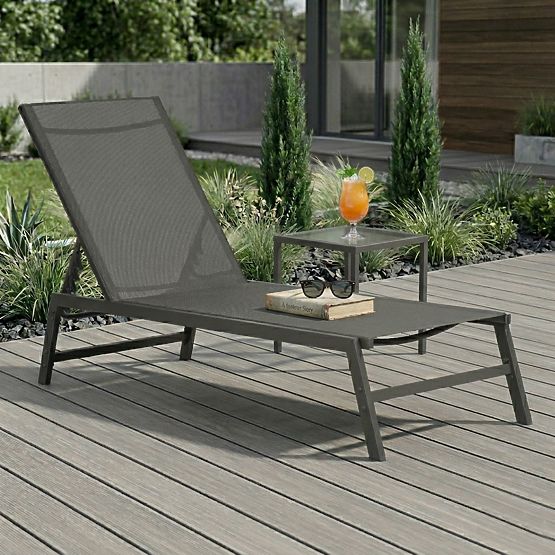 Chaise longue de jardin avec dossier réglable, structure en acier, gris MultiGarden