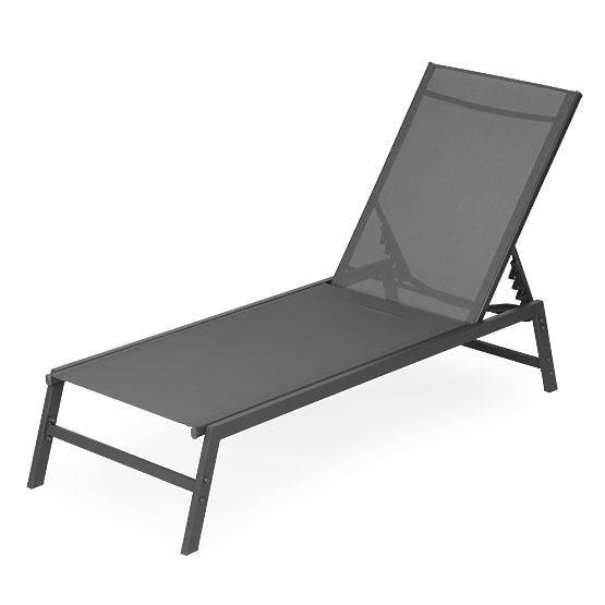 Chaise longue de jardin avec dossier réglable, structure en acier, gris MultiGarden
