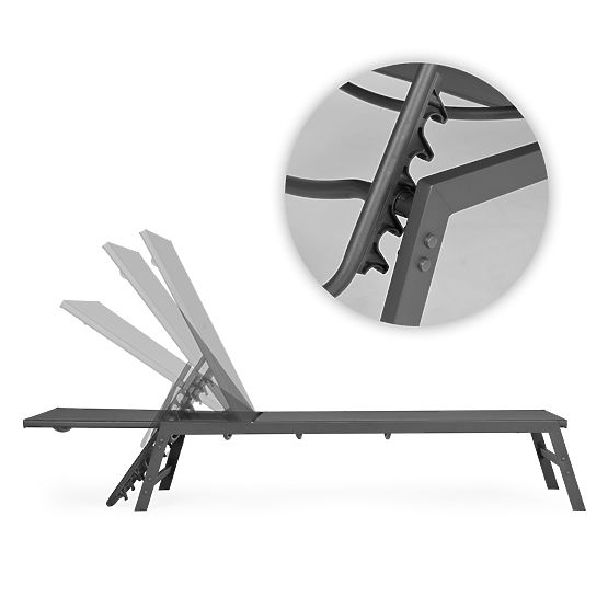 Chaise longue de jardin avec dossier réglable, structure en acier, gris MultiGarden