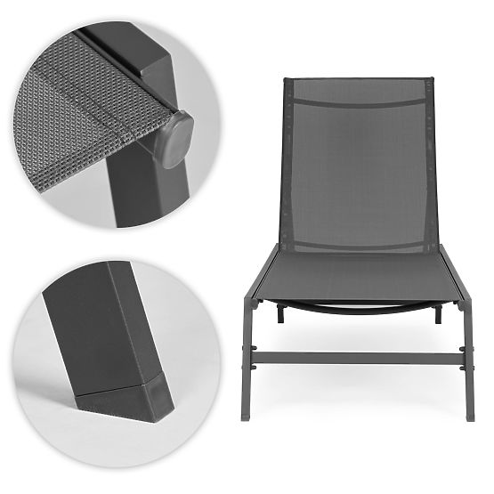 Chaise longue de jardin avec dossier réglable, structure en acier, gris MultiGarden