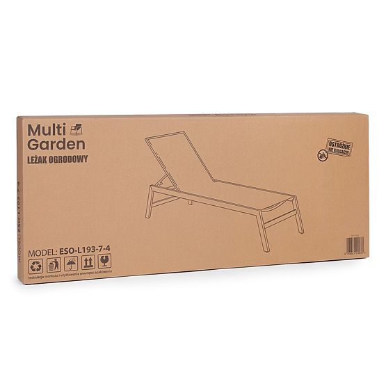 Chaise longue de jardin avec dossier réglable, structure en acier, gris MultiGarden