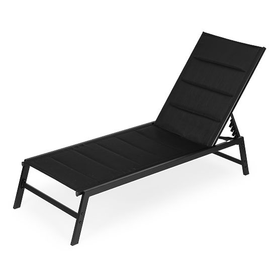 Chaise longue de jardin avec dossier réglable, structure en acier, noir MultiGarden