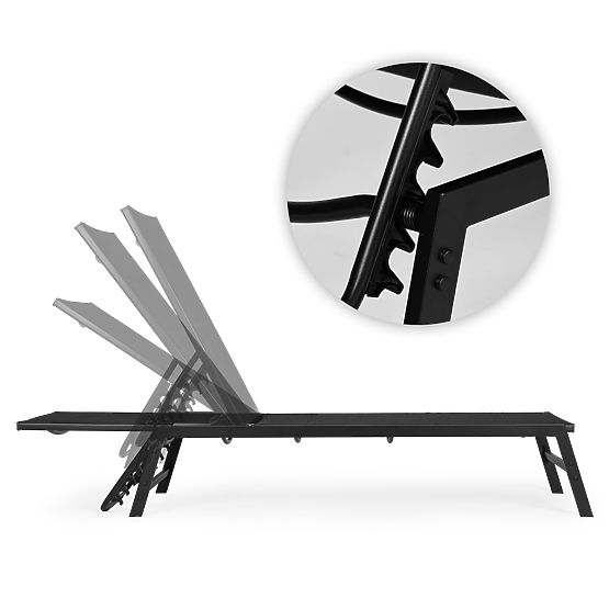 Chaise longue de jardin avec dossier réglable, structure en acier, noir MultiGarden