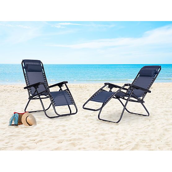 Chaise longue de jardin avec dossier réglable ZERO GRAVITY ModernHome - bleu