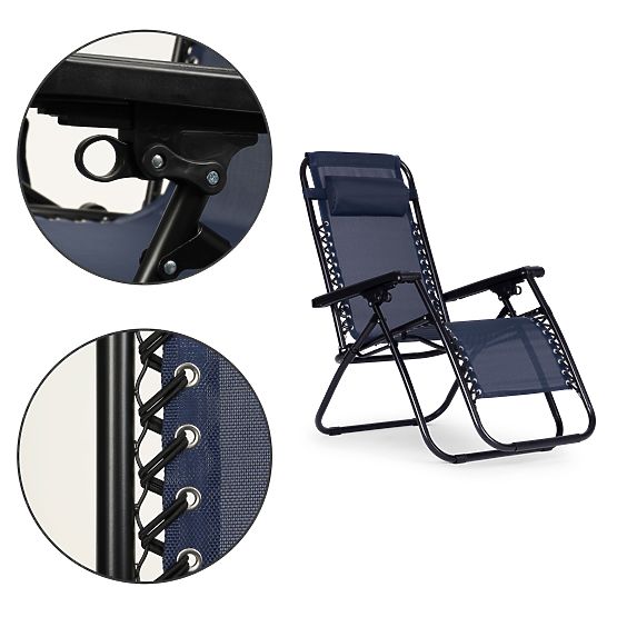 Chaise longue de jardin avec dossier réglable ZERO GRAVITY ModernHome - bleu