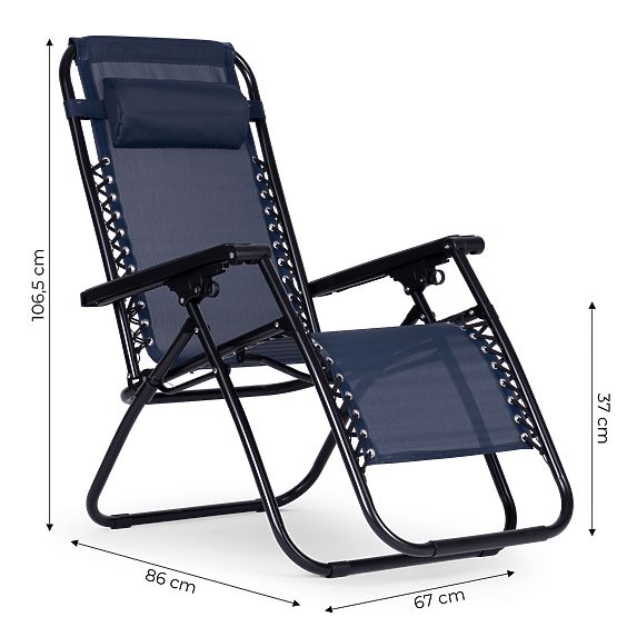 Chaise longue de jardin avec dossier réglable ZERO GRAVITY ModernHome - bleu