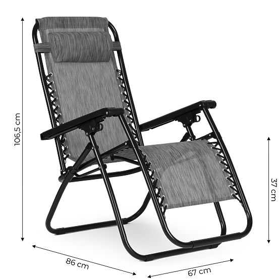 Chaise longue de jardin avec dossier réglable ZERO GRAVITY ModernHome - gris