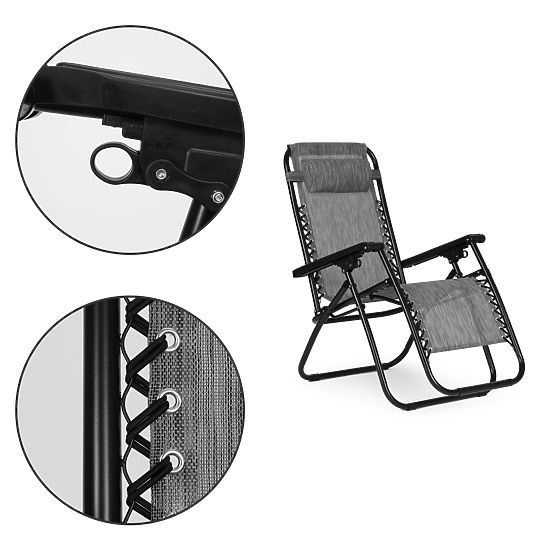 Chaise longue de jardin avec dossier réglable ZERO GRAVITY ModernHome - gris