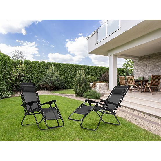 Chaise longue de jardin avec dossier réglable ZERO GRAVITY ModernHome - noir