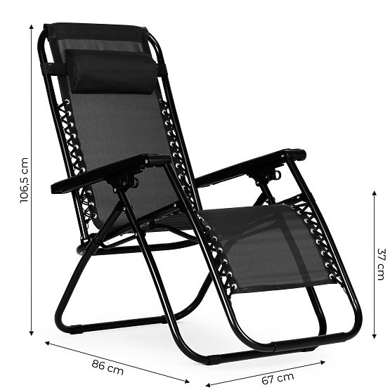 Chaise longue de jardin avec dossier réglable ZERO GRAVITY ModernHome - noir