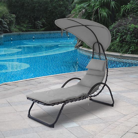 Chaise longue de jardin avec grande auvent ovale ModernHome
