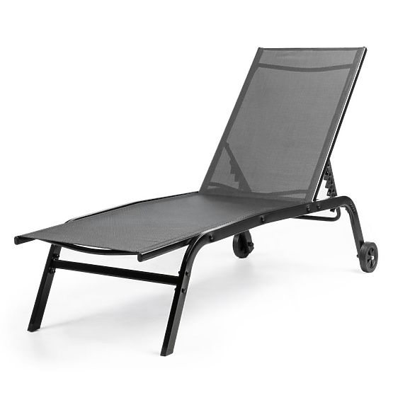 Chaise longue de jardin Celly réglable, noire