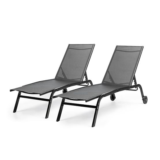 Chaise longue de jardin Celly réglable, noire